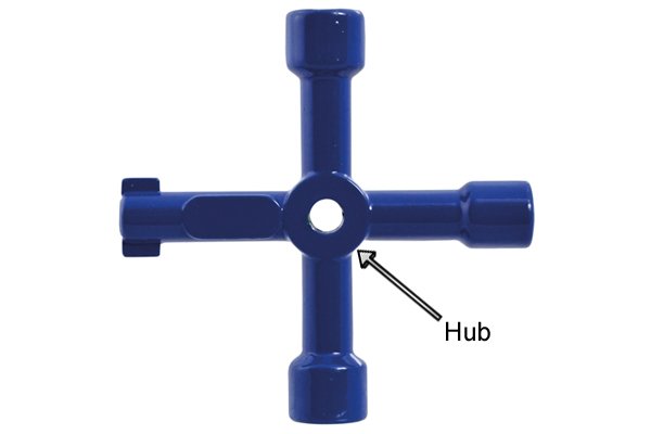 The hub is the centre of the utility and control or service cabinet key, where all the legs meet.
