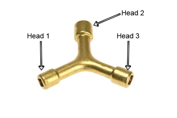 Heads of a utility and service or control cabinet key.