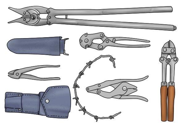 Various old designs for wire cutters 