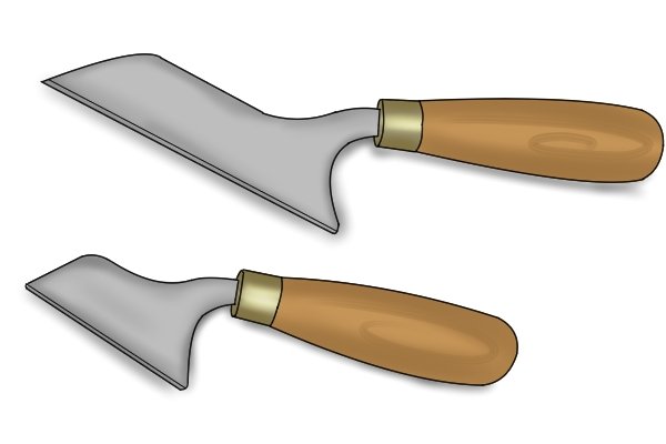 A tuck pointing tool with a taller, narrower blade