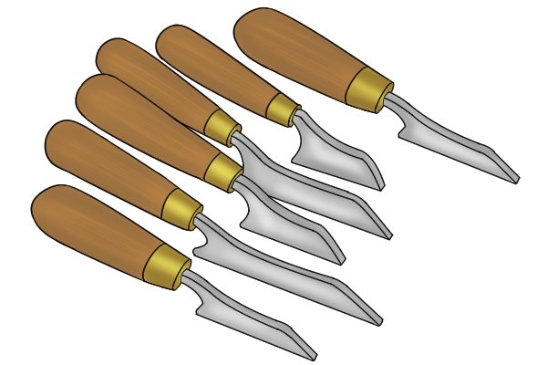 A row of tuckpointing tools designed specifically for traditional tuckpointing work