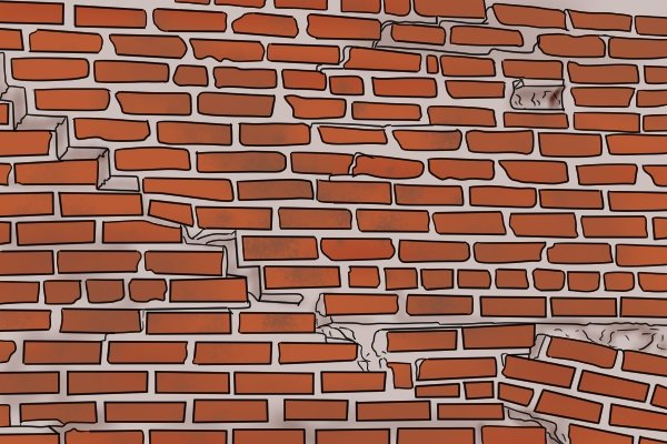 A wall with missing bricks - what happens if you do your repointing wrong!