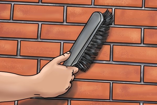 Use a stiff brush to remove remaining mortar and dust from the surface of the brick