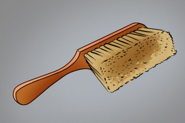 A stiff brush that can be used for clearing mortar