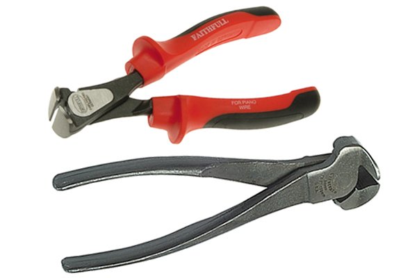 Two end cutting pincers - one all-metal, the other with cushioned plastic handles