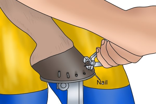 Cutting horse shoe nail with pincers