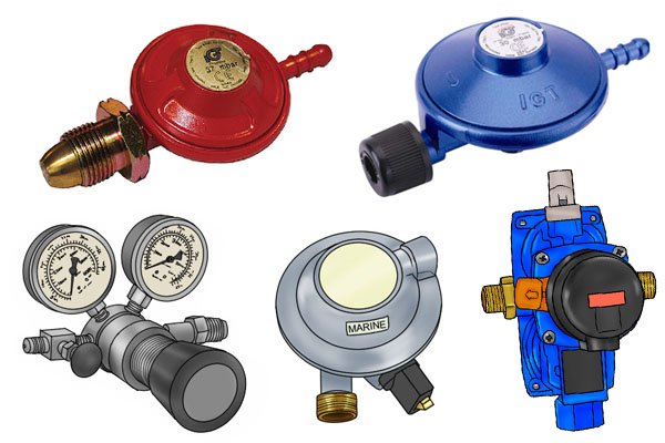 Five different gas regulators