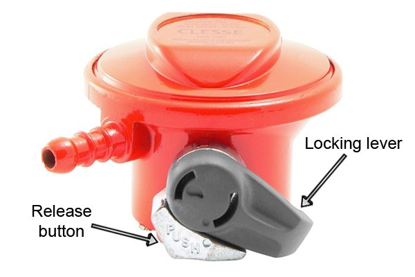 Clip-on lever regulator with arrows to double lever mechanism and release button