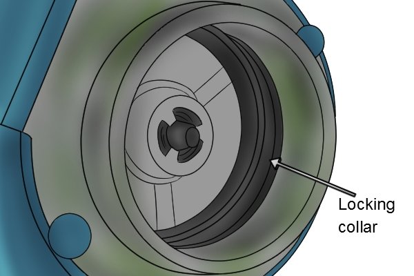 Locking collar on underside of clip-on gas regulator