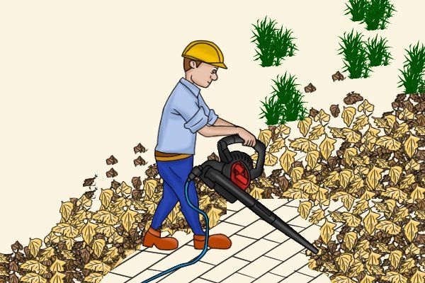 Using corded leaf blower