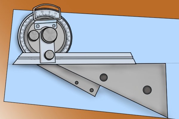 Bevel protractor being used to measure an angle