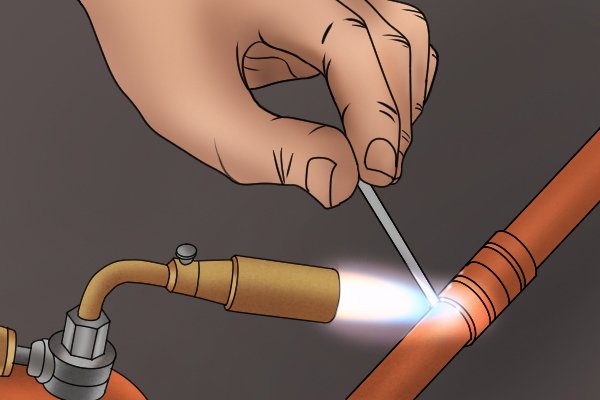 Soldering a copper pipe with a heavy duty blow lamp