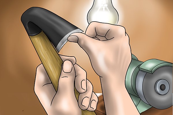 Image of a DIYer checking for burr by using their fingernail