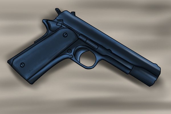 Image of a gun that has recently been blued