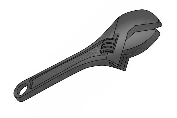 Image of a spanner that has been given a black oxide coating for protection against corrosion