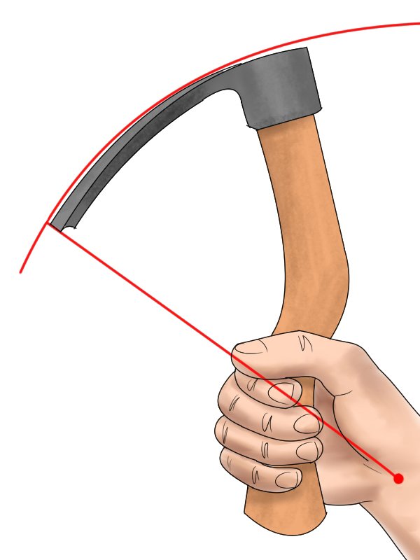 Image showing a well crafted adze with a blade that is in line with the radius of the swing