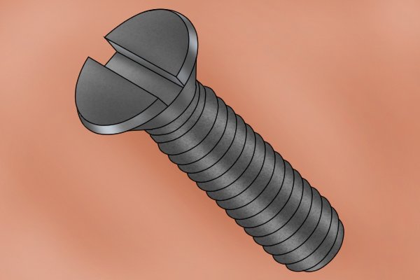 Image of a screw that can be turned by a flat headed screwdriver