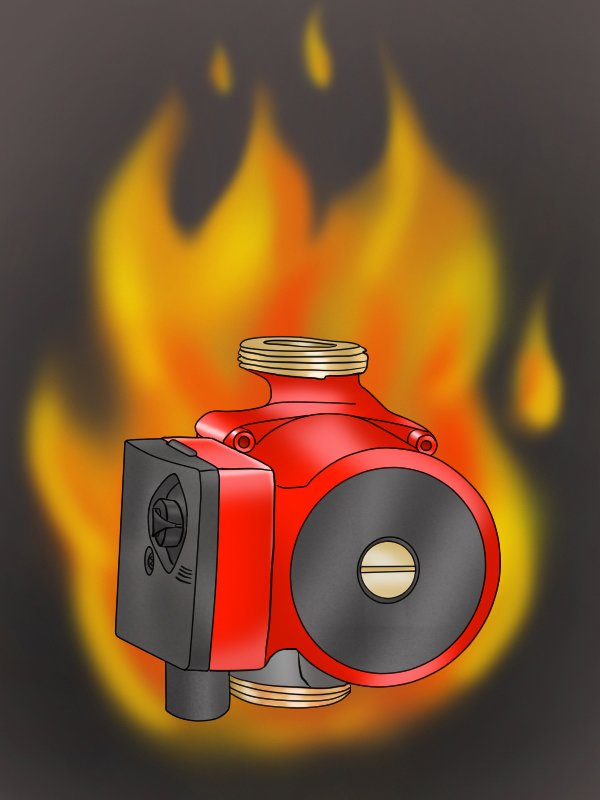 Image to illustrate a burned out pump (they don't actually go on fire)
