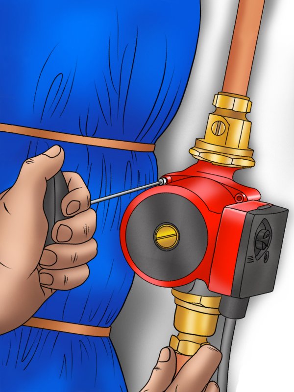 Image showing a DIYer with a firm grip on a boiler pump multitool