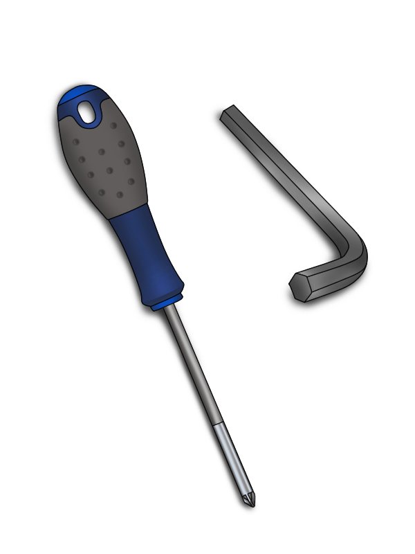 Image of an individual screw driver and allen key