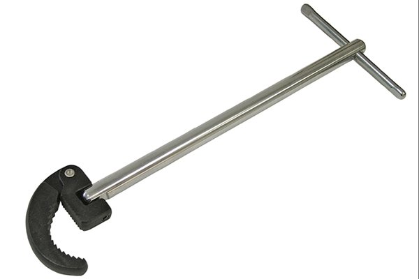 Adjustable Basin Wrench 6mm - 25mm These basin wrenches have adjustable spring action jaws that maintain an automatic grip on pipe fittings. The forged steel jaws turn 180 degrees for greater flexibility. Essential tool for use on compression fittings, copper or polythene, on basins and baths. Adjustable Jaw Tool for 6 - 25mm