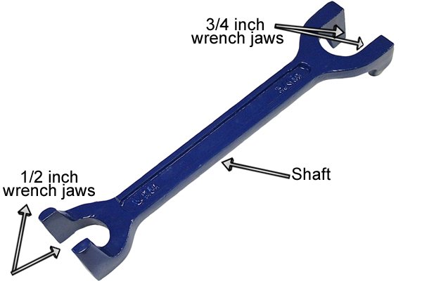 Fixed basin tap wrench plumbing tools back tap nut spanner wonkee donkee tools DIY guide 1/2 inch 3/4 inch jaws