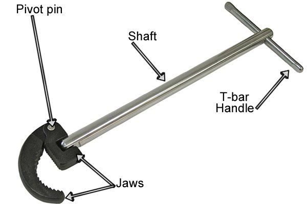 What are the parts of an adjustable basin tap wrench? - WD Tools