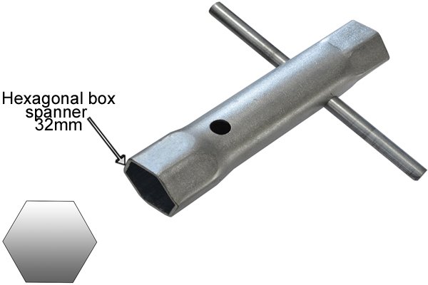 hex box spanner box spanner 32mm hexagonal fitting basin wrench tap spanner bath spanner plumbing wonkee donkee tools DIY guide