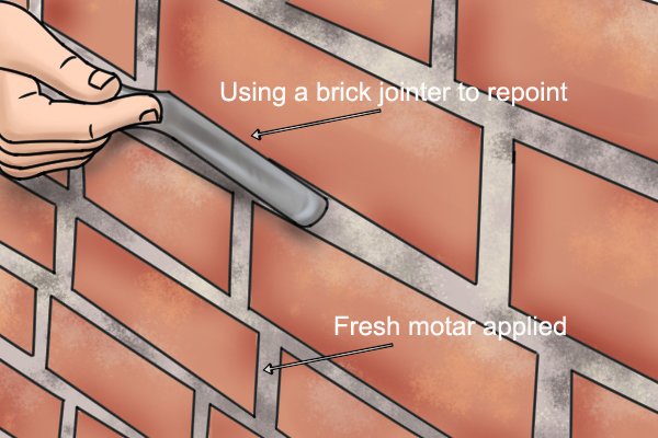 Using a brick jointer to repoint