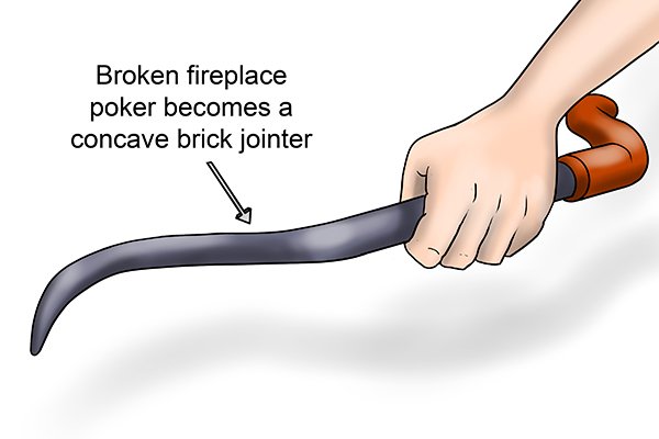 Broken fireplace poker becomes a brick jointer
