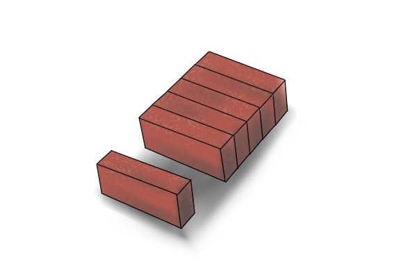 First you need to know the amount of bricks/blocks you are going to be carrying. The amount you can carry will be between 6 to 10 bricks. Line them up on their side on an even surface.