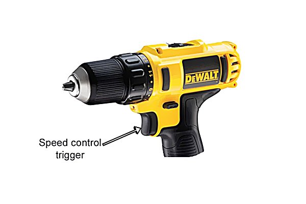 Speed control trigger of a cordless drill driver