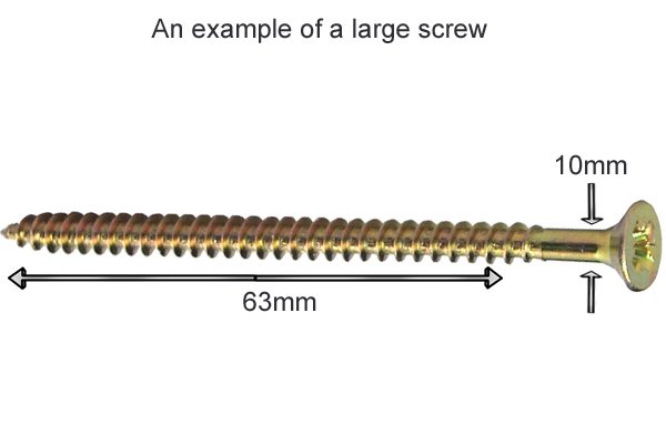 Large gold screw with a 10mm diameter and a 63mm length