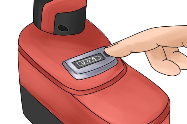 Zoomed in image of a battery level indicator for a cordless impact driver
