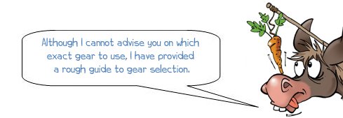 Wonkee Donkee says "Although I cannot advise you on which exact gear to use, I have provided a rough guide to gear selection."