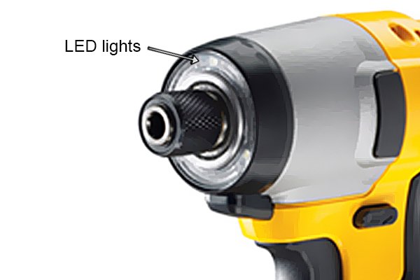 LED light on a cordless impact driver