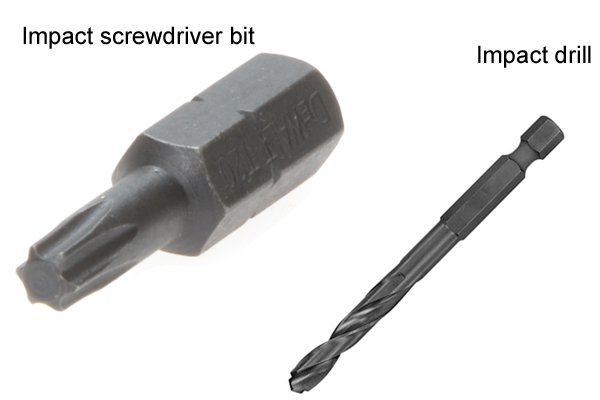 Impact screwdriver bit and an impact drill bit