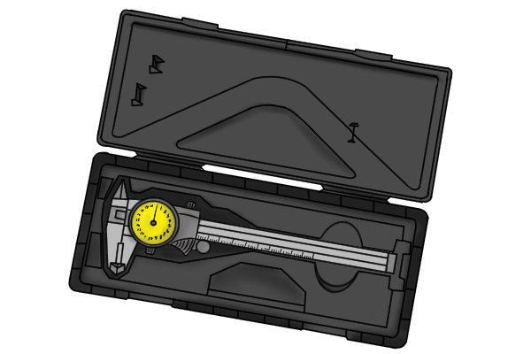 Dial calipers should be stored somewhere dry and humid-free.     Most calipers have a protective plastic case to keep them safe when not in use.