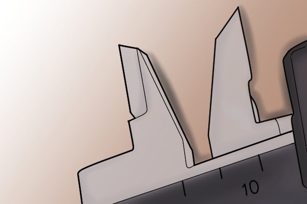 The upper jaws of a digital caliper are used for taking inside measurements such as the diameter of a hole or slot. 