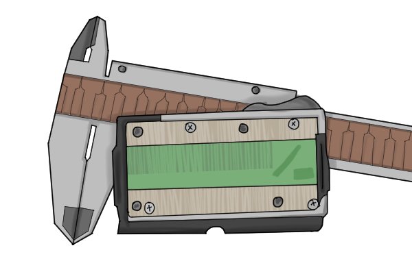 On the under side of the movable jaw is a circuit board. With the copper plates, this forms a grid of capacitors.