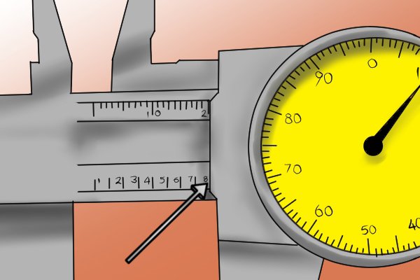 On the main scale, the reference edge indicates the value of the measurement being taken. 