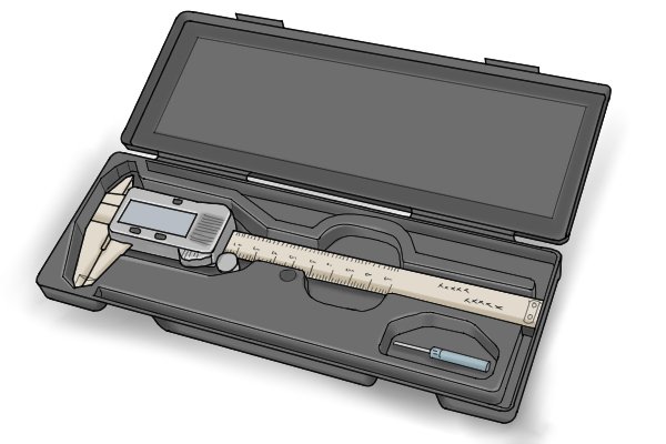 Digital caliper in protective case