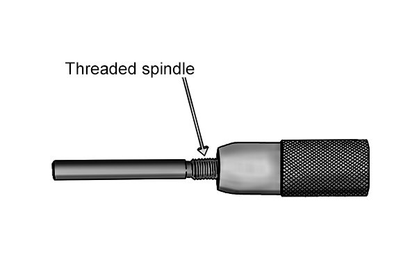 The spindles of most micrometers are threaded at 40 threads/ inch. The thread pitch is therefore 1/40 of an inch, which is 0.025 inch or 0.5mm.