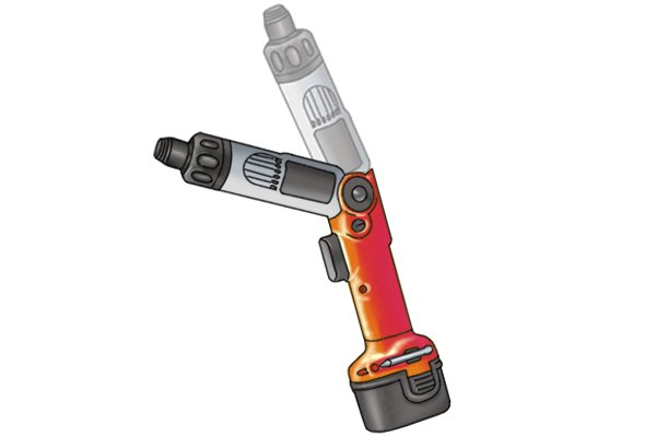 Hinged handle cordless screwdriver moving freely 