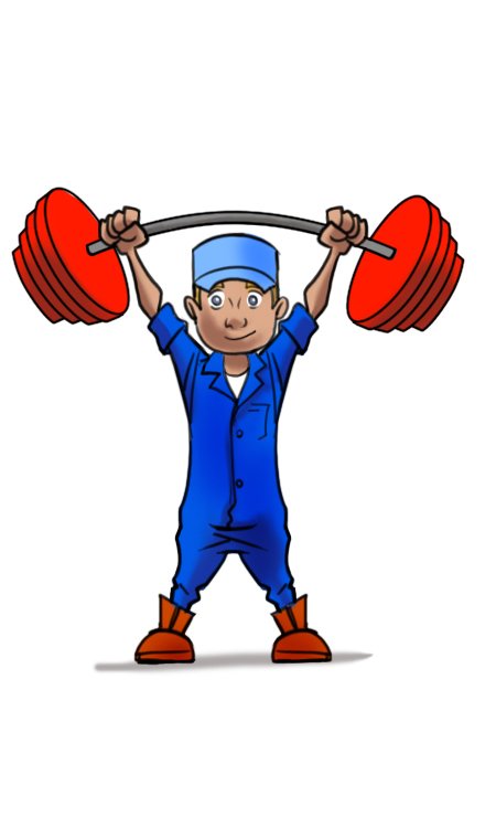 A cartoon, featureless person lifting weights