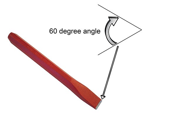 The cutting angle of a cold chisel