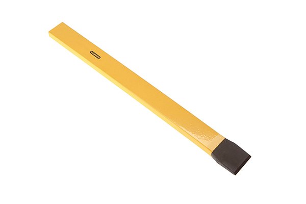 A yellow cold chisel made from chrome vanadium steel