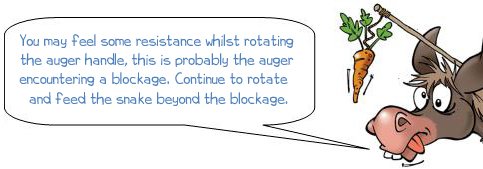 You may feel some resistance whilst rotating the auger handle, this is probably the auger encoutering a blockage. Continue to rotate and feed the snake beyond the blockage.