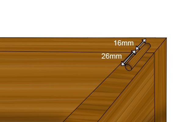 Example of an edge joint created with wooden dowels including measurements
