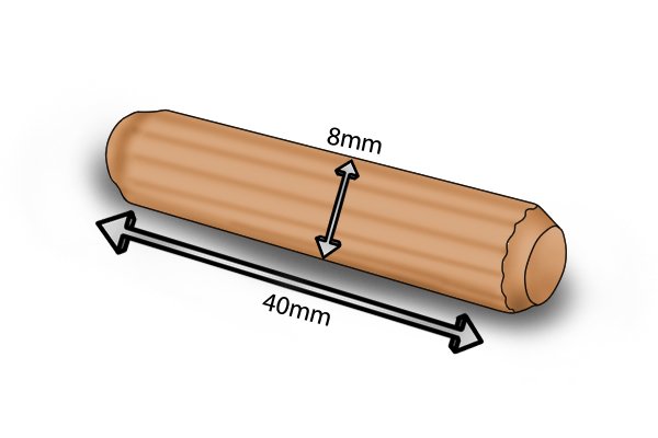 Image of an 8mm x 40mm dowel peg